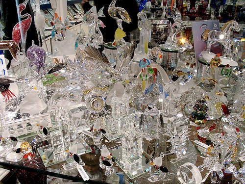 Crystal objects and Bohemian glass on display in Prague